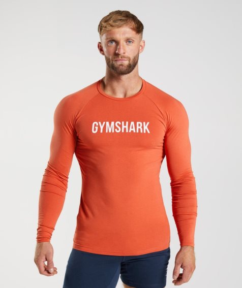 Koszulki Gymshark Apollo Long Sleeve Męskie Pomarańczowe | PL 671YQC